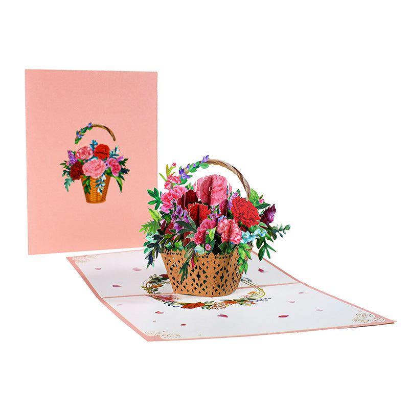 Flower Basket 3D Three-dimensional Greeting Card
