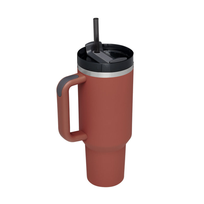 Christmas Thermal Mug Straw Insulation Cup With Handle