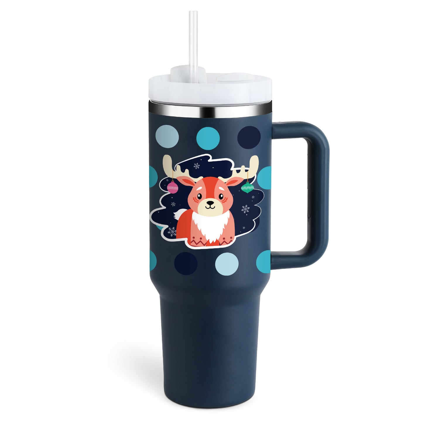 Christmas Thermal Mug Straw Insulation Cup With Handle