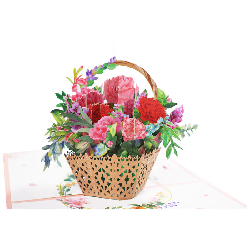 Flower Basket 3D Three-dimensional Greeting Card