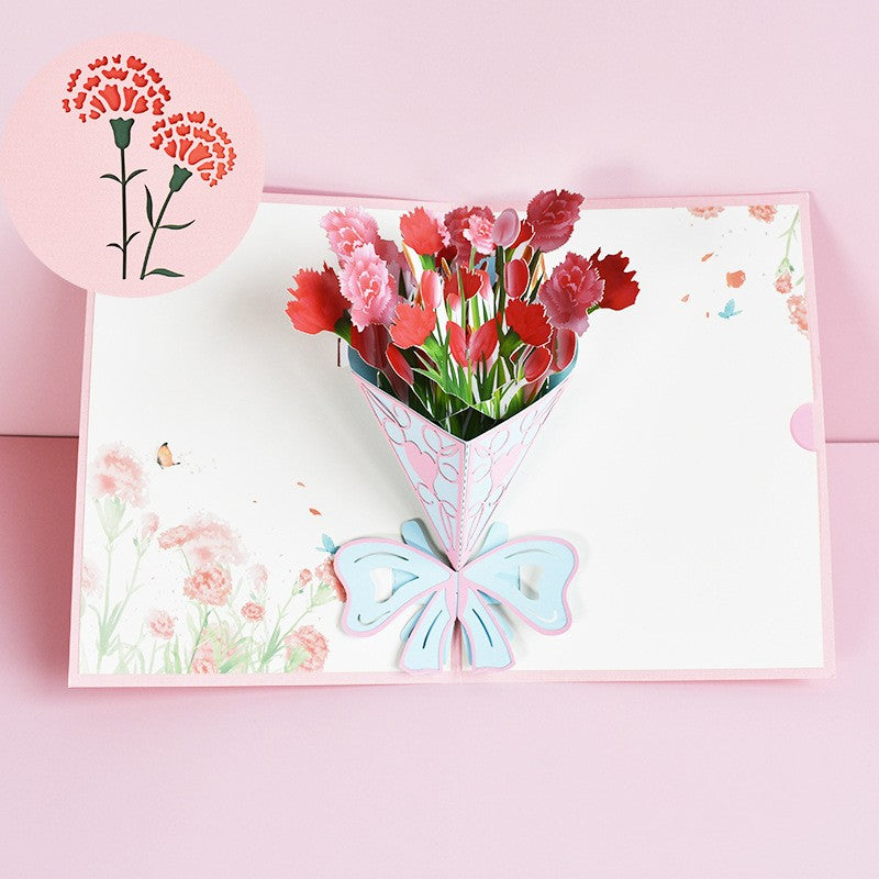 Flower Basket 3D Three-dimensional Greeting Card