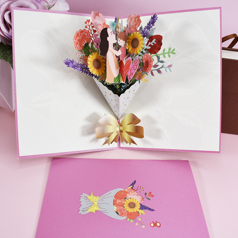 Flower Basket 3D Three-dimensional Greeting Card