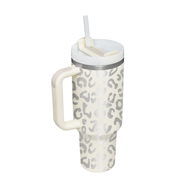 Christmas Thermal Mug Straw Insulation Cup With Handle