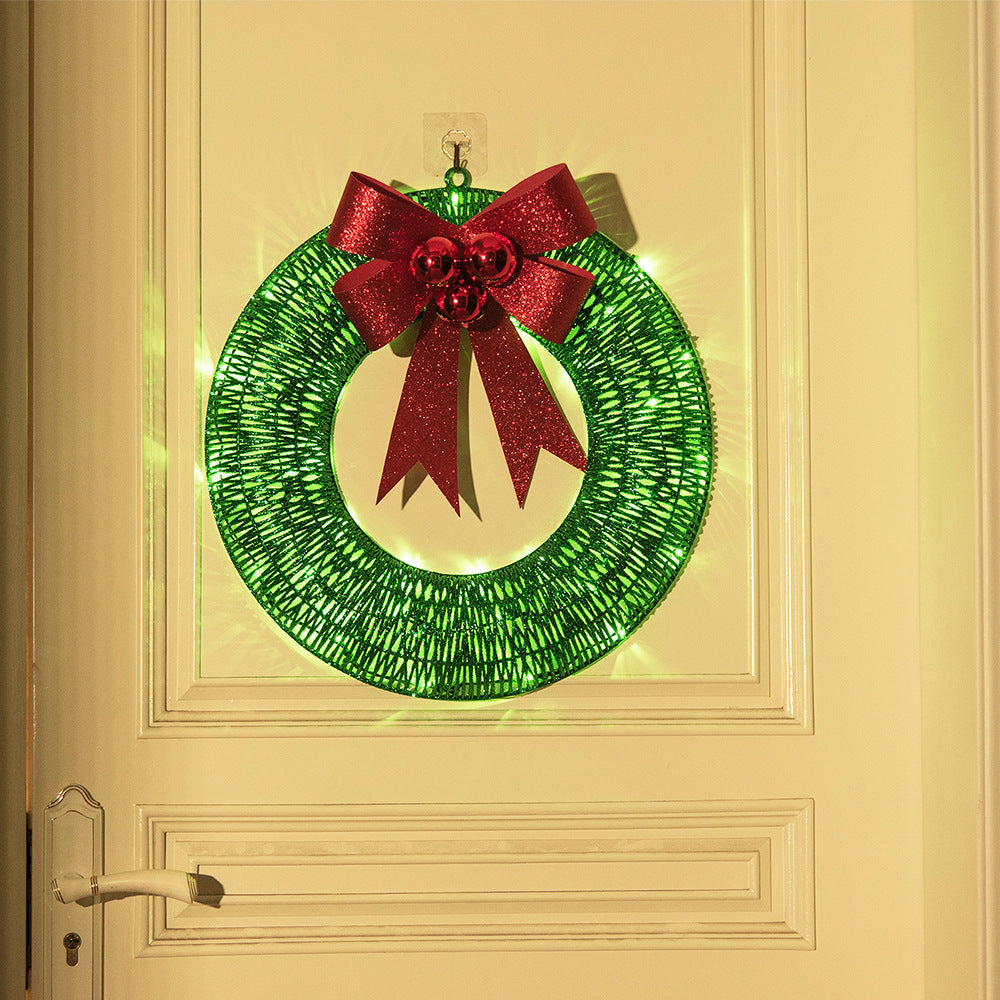 Christmas LED Light With Big Bowknot Front Door Hanging Decor