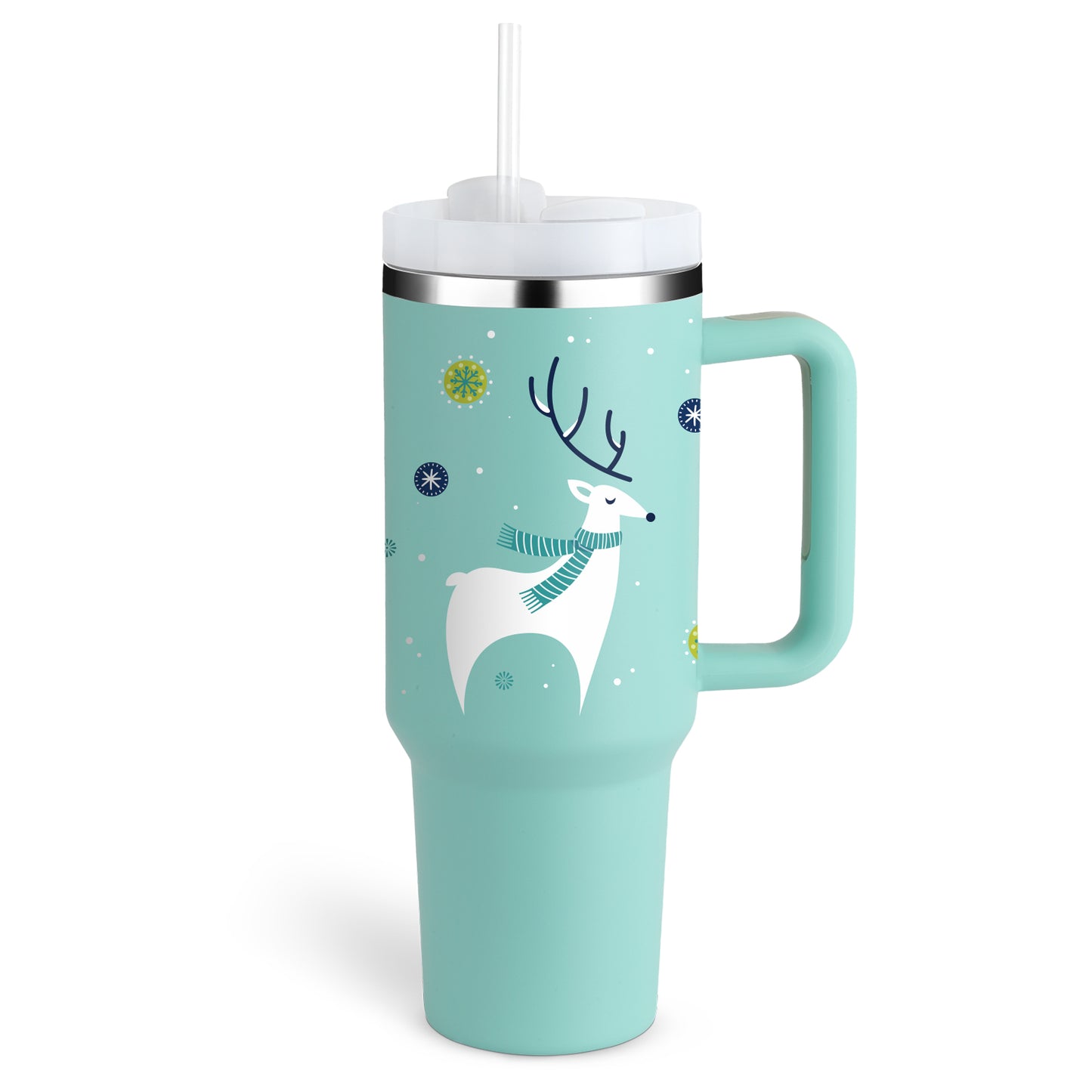 Christmas Thermal Mug Straw Insulation Cup With Handle